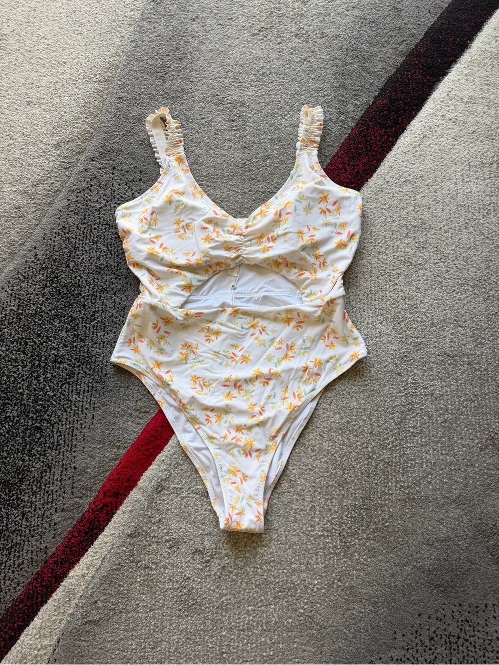 Cupshe Cutout Floral Print White One Piece Swimsuit
